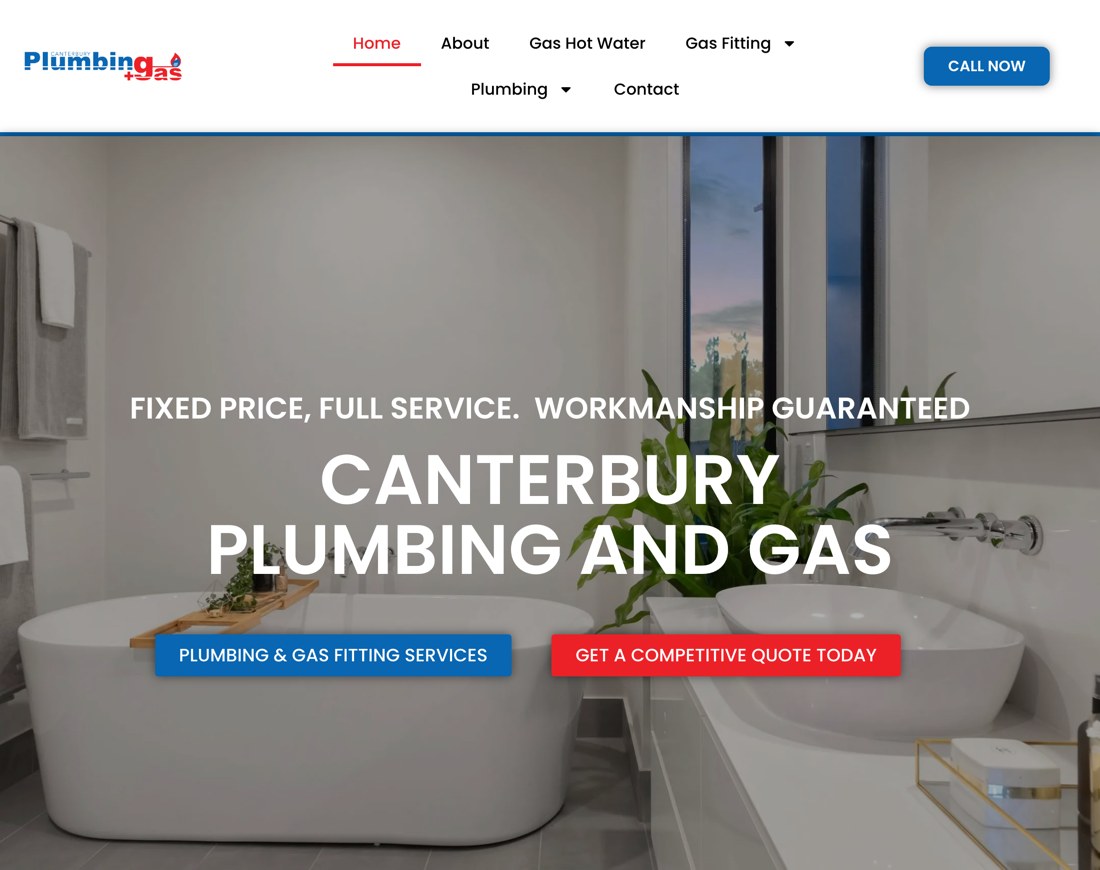 Canterbury Plumbing and Gas website
