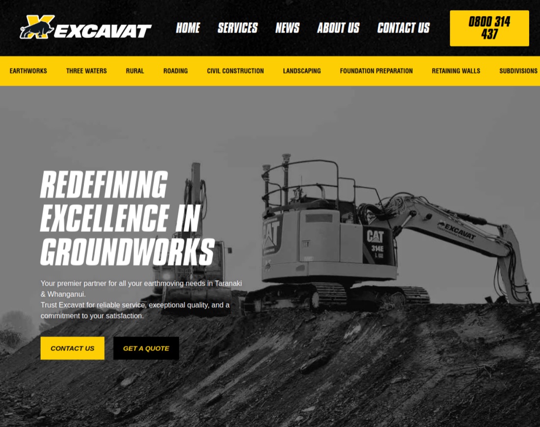 Excavat website built by EightySix Digital