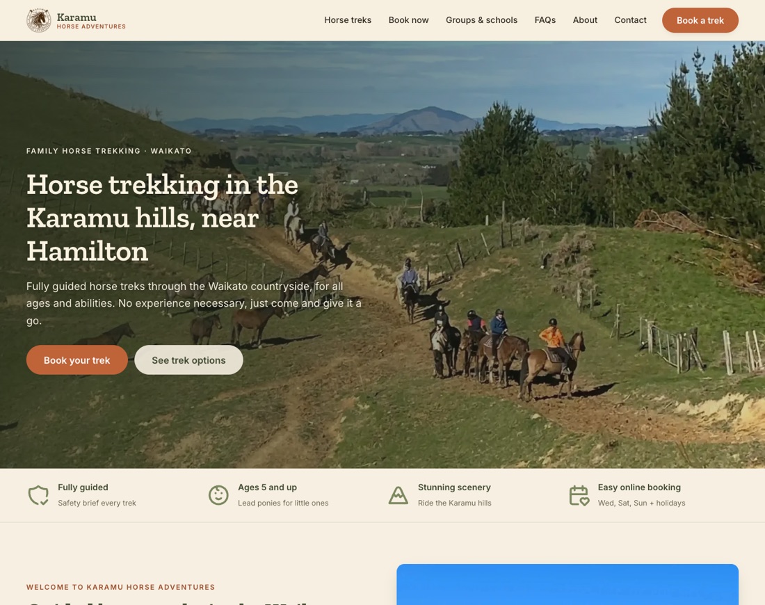 Karamu Horse Adventures website
