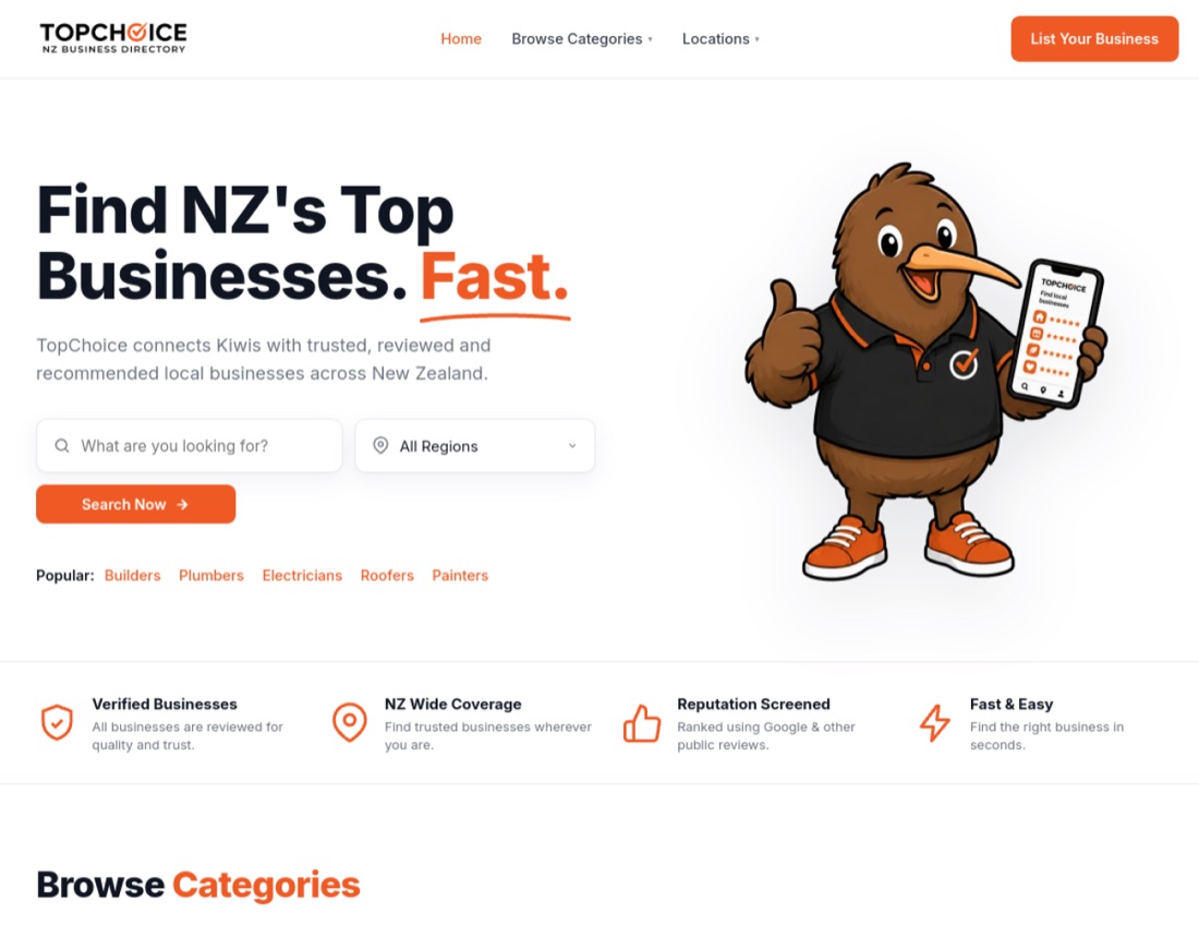 TopChoice trades directory website