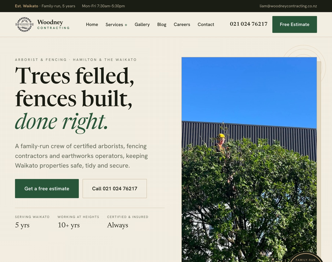 Woodney Contracting website